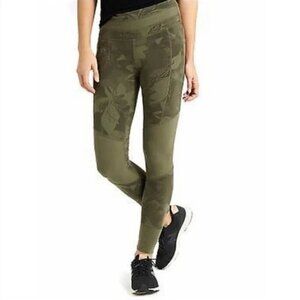 Athleta Tropical Excursion Green Floral Tight Yoga Exercise Leggings Size Medium